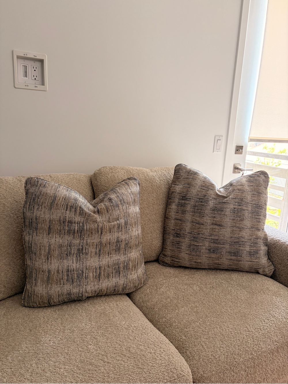 Neutral Textured Accent Pillow Set in Beige and Gray - Picture 2 of 6
